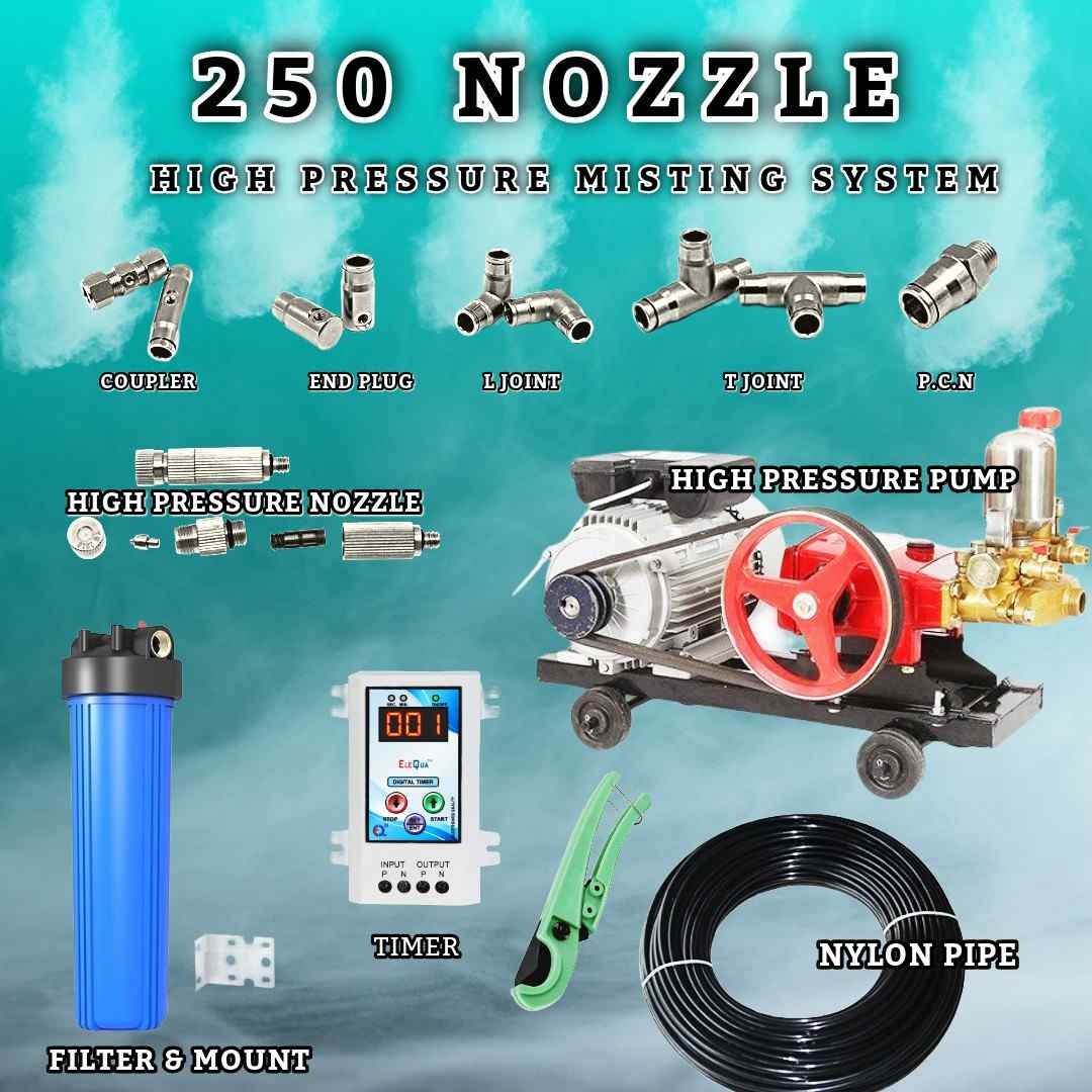 1800 Ft Line | 250 Nozzle Power – 17500 Sq Ft High Pressure Ultra Cooling Misting Solution